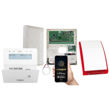 ZESTAW ALARMOWY SATEL INTEGRA 64 + INT-KLFR-W + OPU-3P + AWT682 + 17Ah + INT-GSM LTE + SYRENA SP-4001R